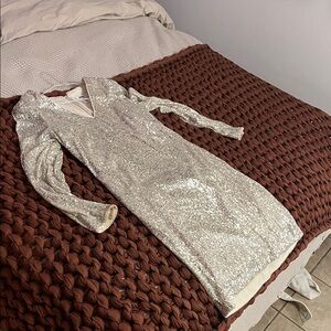 Sparkling Silver DKNY Sequin Dress size 10